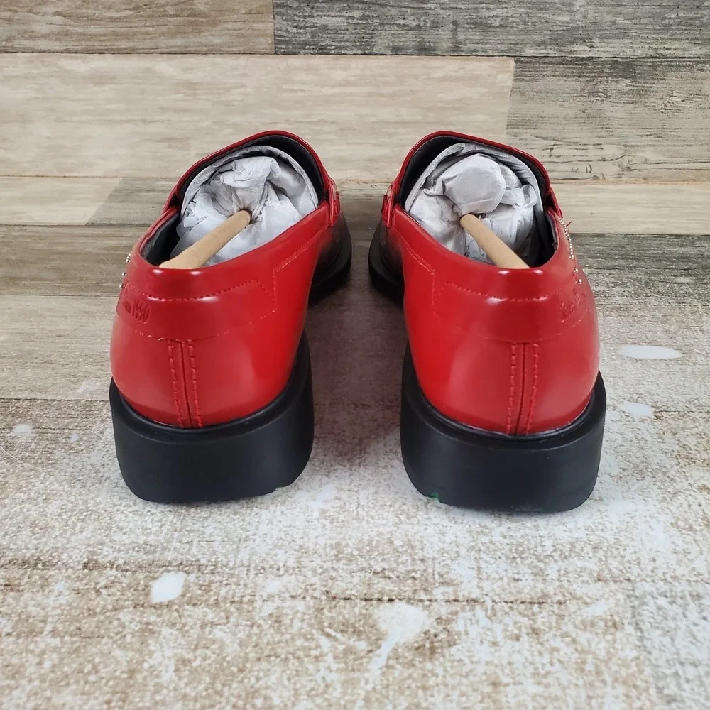 Franco Sarto Red Leather Penny Loafers - Picture 3 of 9